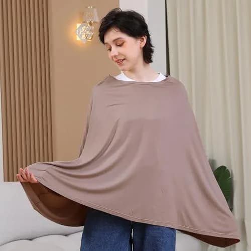 Seejoy Multi-use Nursing Cover for Breastfeeding, 360°Full Coverage Nursing Poncho, Smooth Rayon, Mocha | 120cm (47.2" ) x 66cm (26" ) thumbnail 2