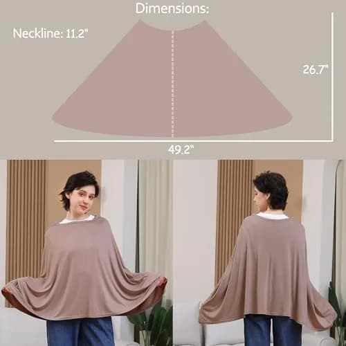 Seejoy Multi-use Nursing Cover for Breastfeeding, 360°Full Coverage Nursing Poncho, Smooth Rayon, Mocha | 120cm (47.2" ) x 66cm (26" ) thumbnail 3