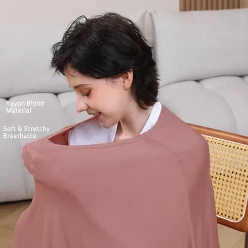 Seejoy Multi-use Nursing Cover for Breastfeeding, 360°Full Coverage Nursing Poncho, Smooth Rayon, Blush | Breathable & Soft for Indian Mothers thumbnail 4