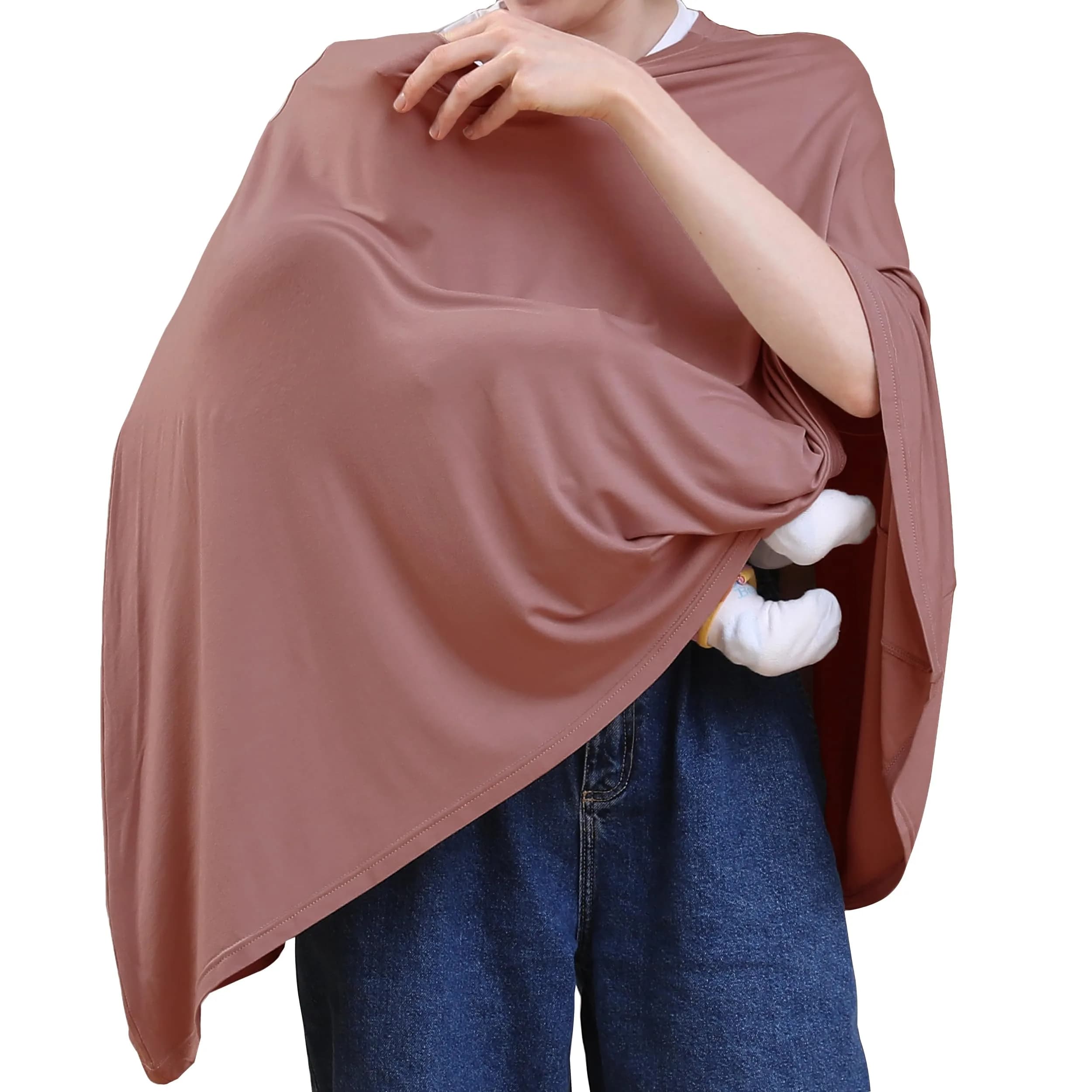Seejoy Multi-use Nursing Cover for Breastfeeding, 360°Full Coverage Nursing Poncho, Smooth Rayon, Blush | Breathable & Soft for Indian Mothers
