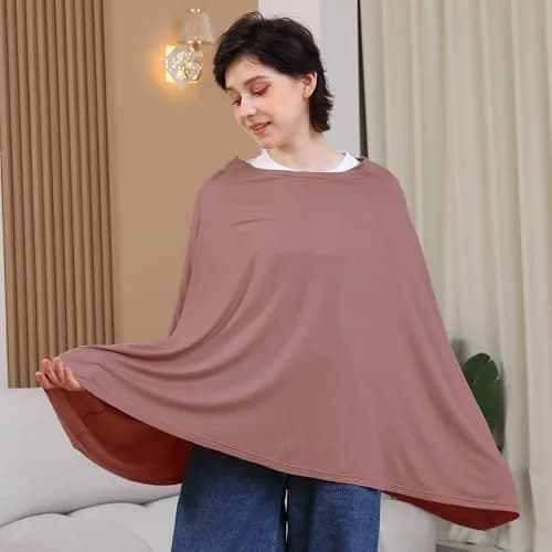 Seejoy Multi-use Nursing Cover for Breastfeeding, 360°Full Coverage Nursing Poncho, Smooth Rayon, Blush | Breathable & Soft for Indian Mothers thumbnail 2