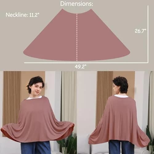 Seejoy Multi-use Nursing Cover for Breastfeeding, 360°Full Coverage Nursing Poncho, Smooth Rayon, Blush | Breathable & Soft for Indian Mothers thumbnail 3