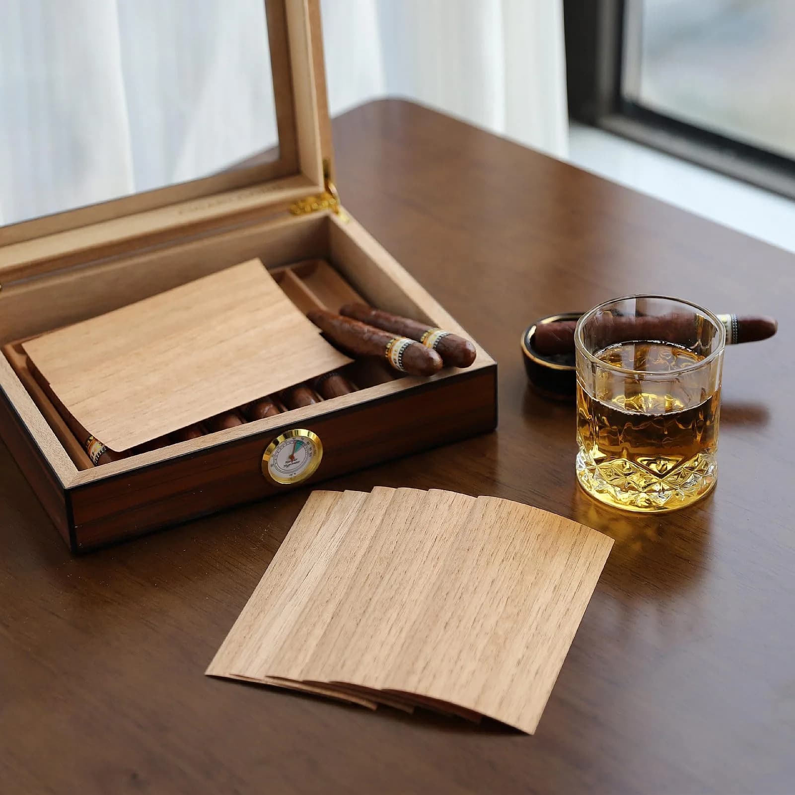 Woho Spanish Cedar Sheets for Humidors, 36 Count (6.25" x 3" x 0.02") | Natural Wood Veneer for Cigar Storage and Aging - view 2