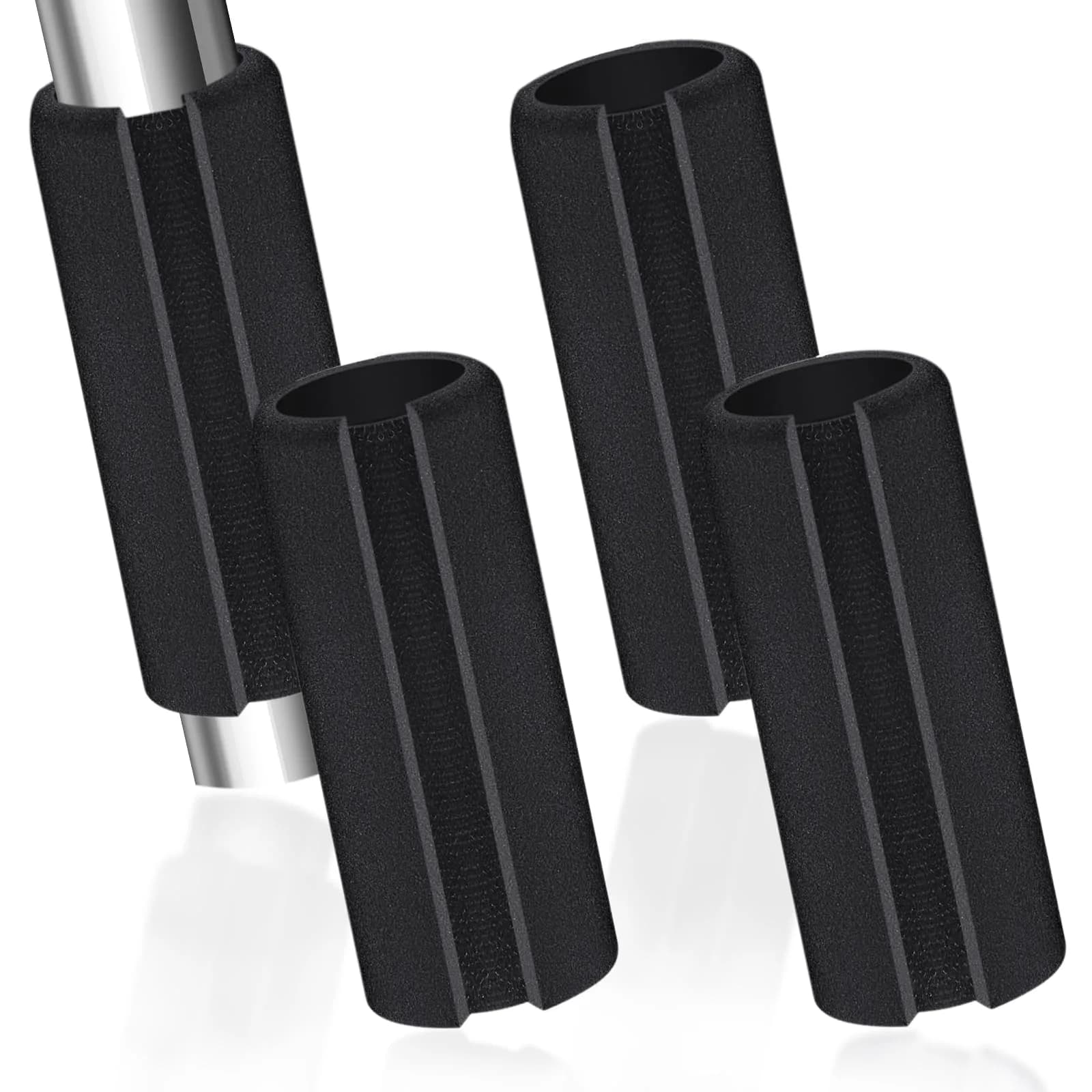 AKLVBL Black 4 Pcs Universal Handle Grips 10.9cm (4.3 Inch) | NBR Rubber Foam Comfort Grip for Gym, Bike, Tools