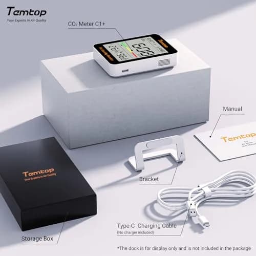 Temtop C1+ CO2 Monitor, Indoor Air Quality & Temperature Display, BLE App, Long Battery Life (180 Days) thumbnail 6