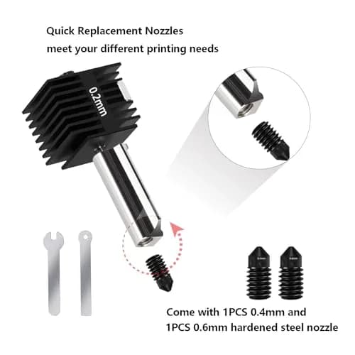 LANKEGU Hotend Kit for Bambu Lab A1/A1 Mini 3D Printers with 0.2/0.4/0.6mm Hardened Steel Nozzles & Silicone Sock thumbnail 5