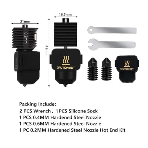 LANKEGU Hotend Kit for Bambu Lab A1/A1 Mini 3D Printers with 0.2/0.4/0.6mm Hardened Steel Nozzles & Silicone Sock thumbnail 2