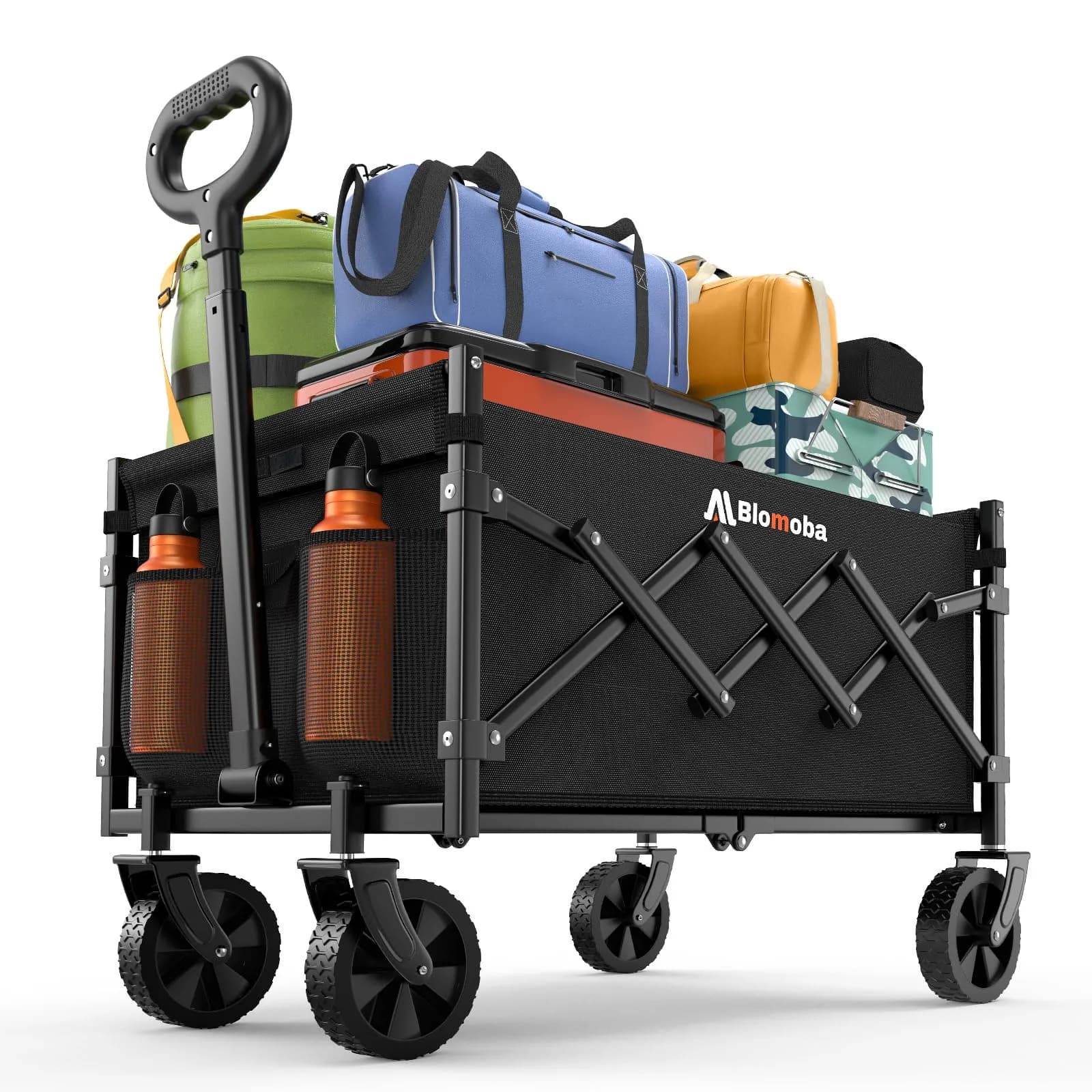 Blomoba Folding Wagon Cart with Wheels, 220lbs Capacity | All-Terrain & Space-Saving Design