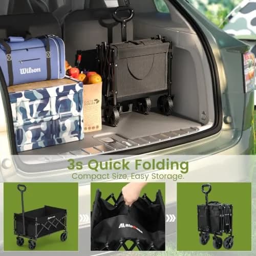 Blomoba Folding Wagon Cart with Wheels, 220lbs Capacity | All-Terrain & Space-Saving Design thumbnail 8