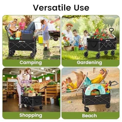 Blomoba Folding Wagon Cart with Wheels, 220lbs Capacity | All-Terrain & Space-Saving Design thumbnail 9