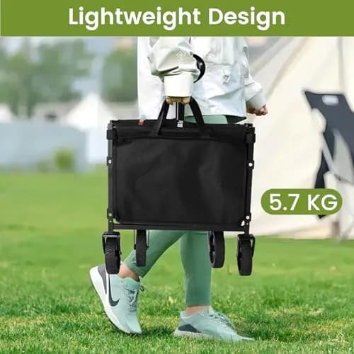 Blomoba Folding Wagon Cart with Wheels, 220lbs Capacity | All-Terrain & Space-Saving Design thumbnail 4