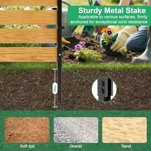 DoCred 38" W x 60" H Wood Privacy Fence Panel | Outdoor Garden Privacy Screen with Metal Stakes thumbnail 5