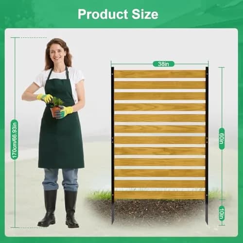 DoCred 38" W x 60" H Wood Privacy Fence Panel | Outdoor Garden Privacy Screen with Metal Stakes thumbnail 6