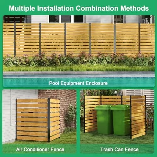 DoCred 38" W x 60" H Wood Privacy Fence Panel | Outdoor Garden Privacy Screen with Metal Stakes thumbnail 7
