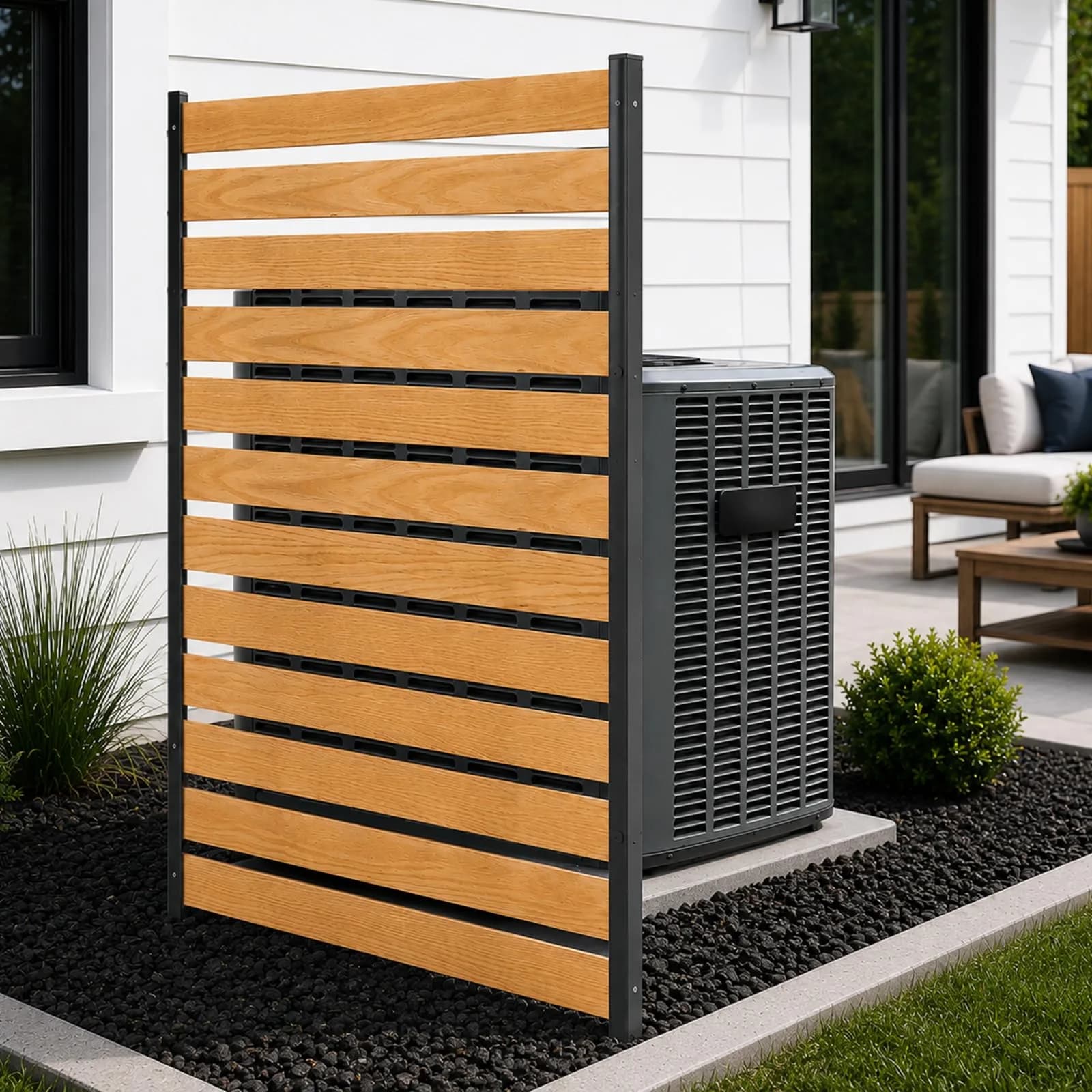 DoCred 38" W x 60" H Wood Privacy Fence Panel | Outdoor Garden Privacy Screen with Metal Stakes — 38''W x 60''H-1 Panel