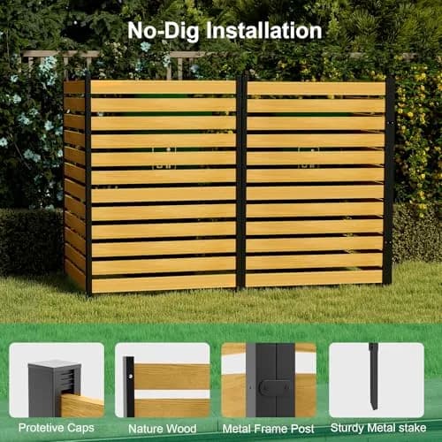 DoCred 38" W x 60" H Wood Privacy Fence Panel | Outdoor Garden Privacy Screen with Metal Stakes thumbnail 4