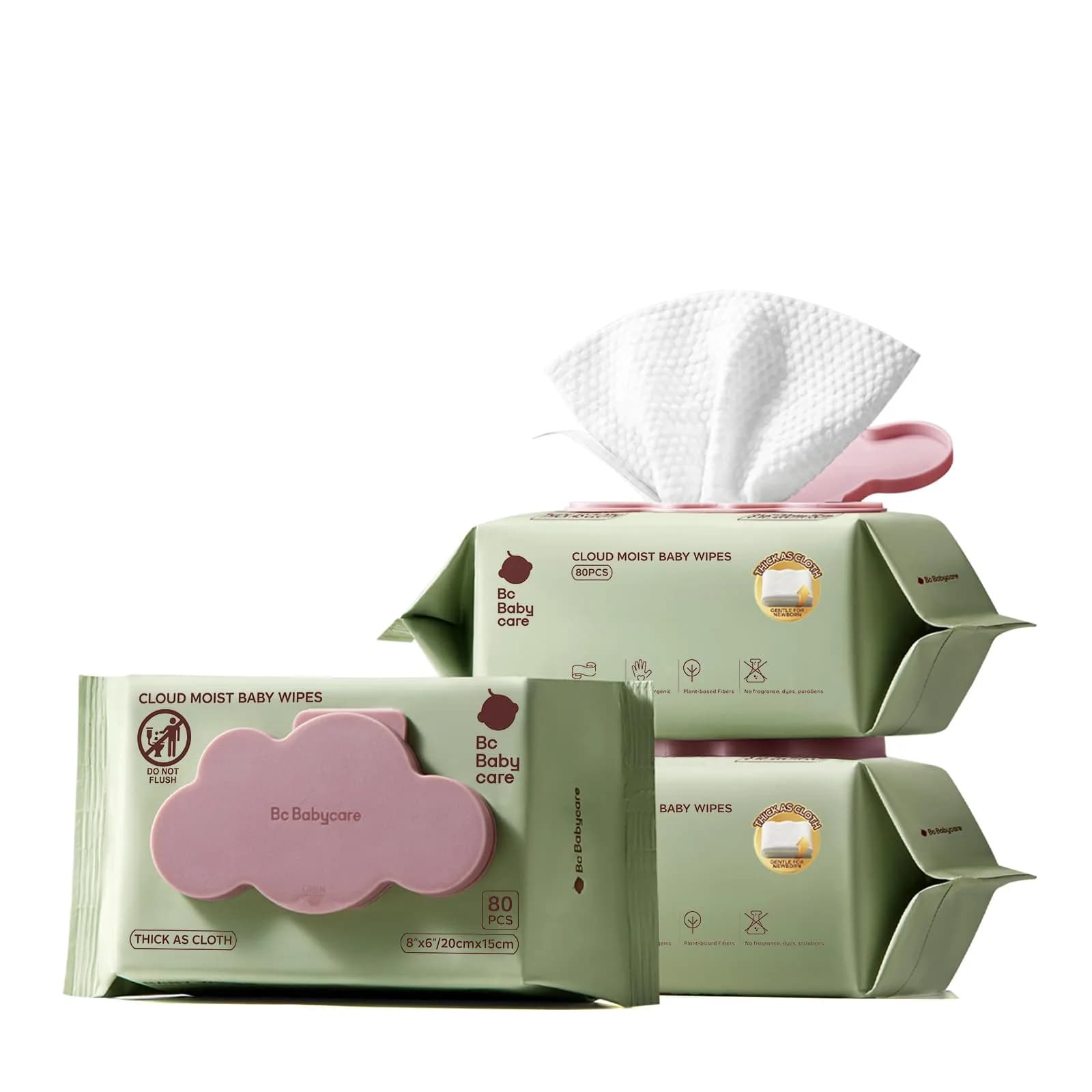 bc babycare Cloud Moist Baby Wipes, Thick & XL, 99% Water | Ultra-Hydrating, Unscented, Hypoallergenic for Sensitive Skin — A-Colorful