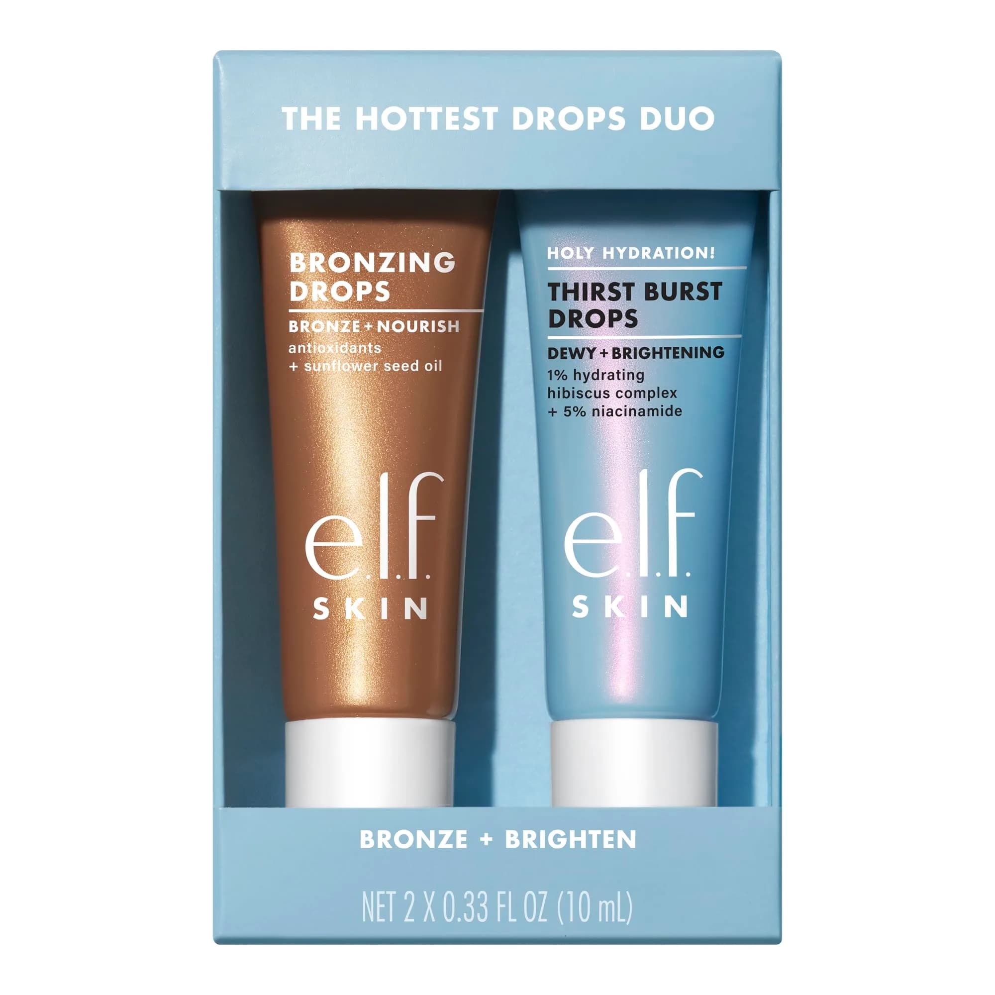 e.l.f. SKIN The Hottest Drops Duo 0.33 Fl Oz (10 ml) | Brightening & Bronzing Serums for Dewy, Sun-Kissed Skin - main product image