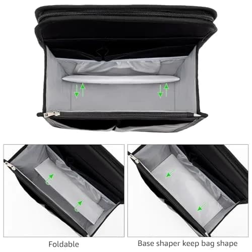 Yoillione Backpack Organizer Insert with Base Shaper - Lightweight Bag Organizer with 17 Pockets & Zipper, 34cm (13.4'') Height, Black | Fits Most Backpacks thumbnail 4