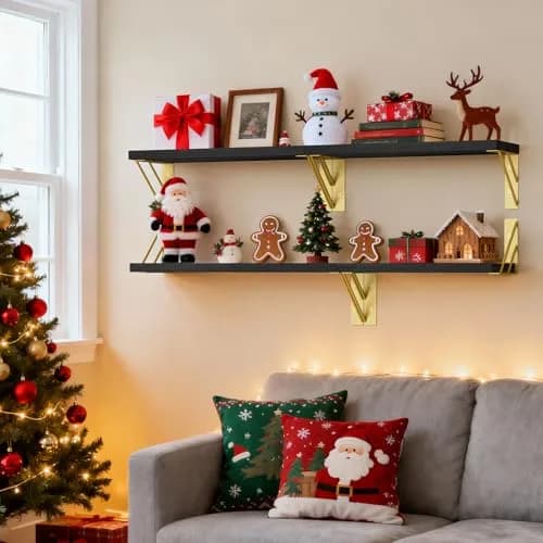 BAYKA Floating Shelves Wall Mount Set of 4 | Rustic Wood Storage for Bedroom, Bathroom, Kitchen thumbnail 7