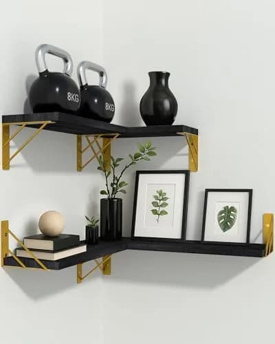 BAYKA Floating Shelves Wall Mount Set of 4 | Rustic Wood Storage for Bedroom, Bathroom, Kitchen thumbnail 9
