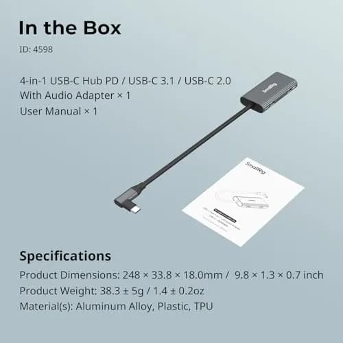 SmallRig 4-in-1 USB-C Hub with Cold Shoe Mount | PD 100W, 4 Ports, Compact Design thumbnail 7