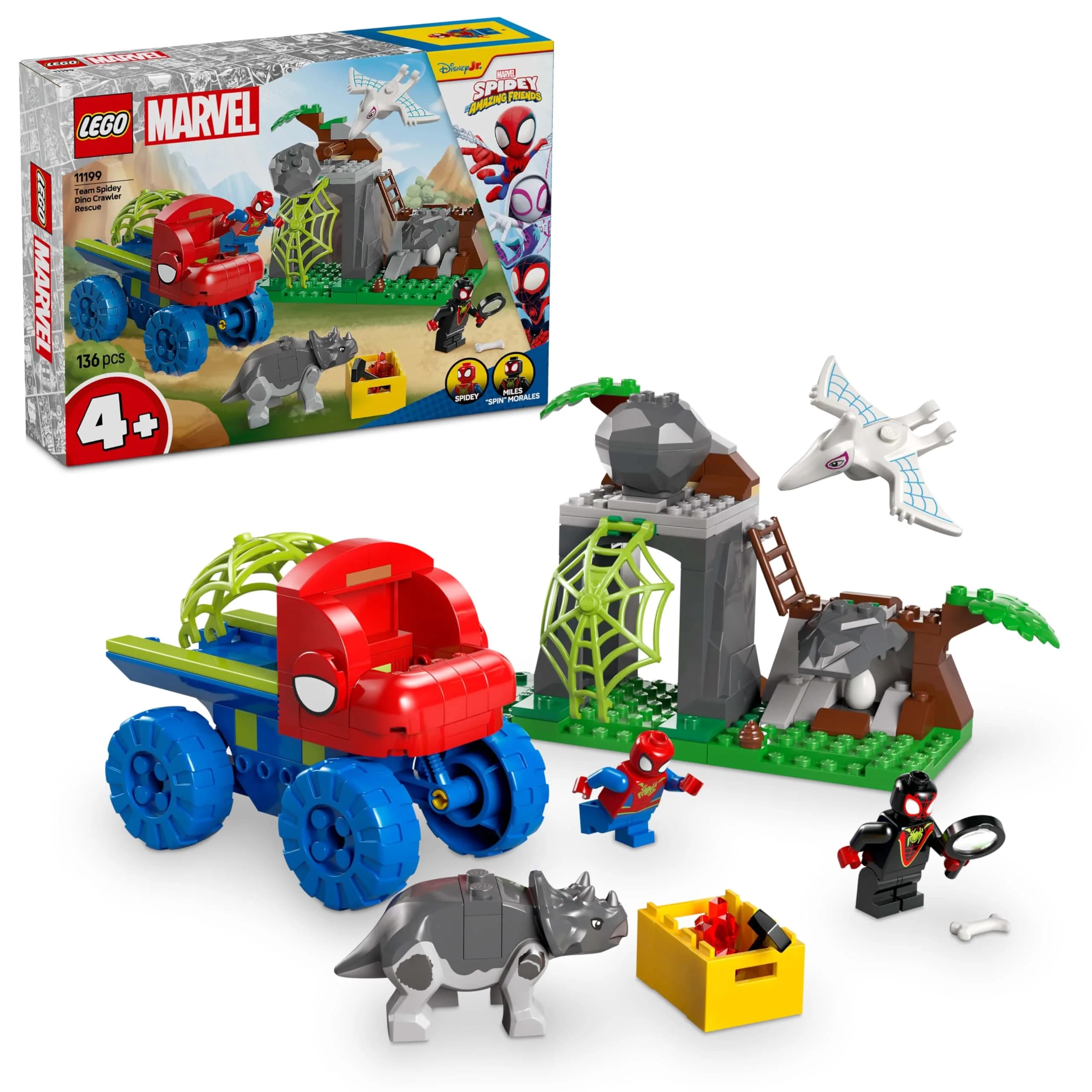LEGO Marvel Toy Spidy & Wow Friends: Kyoryu's Truck Rescue | Educational Building Set for Kids 4+