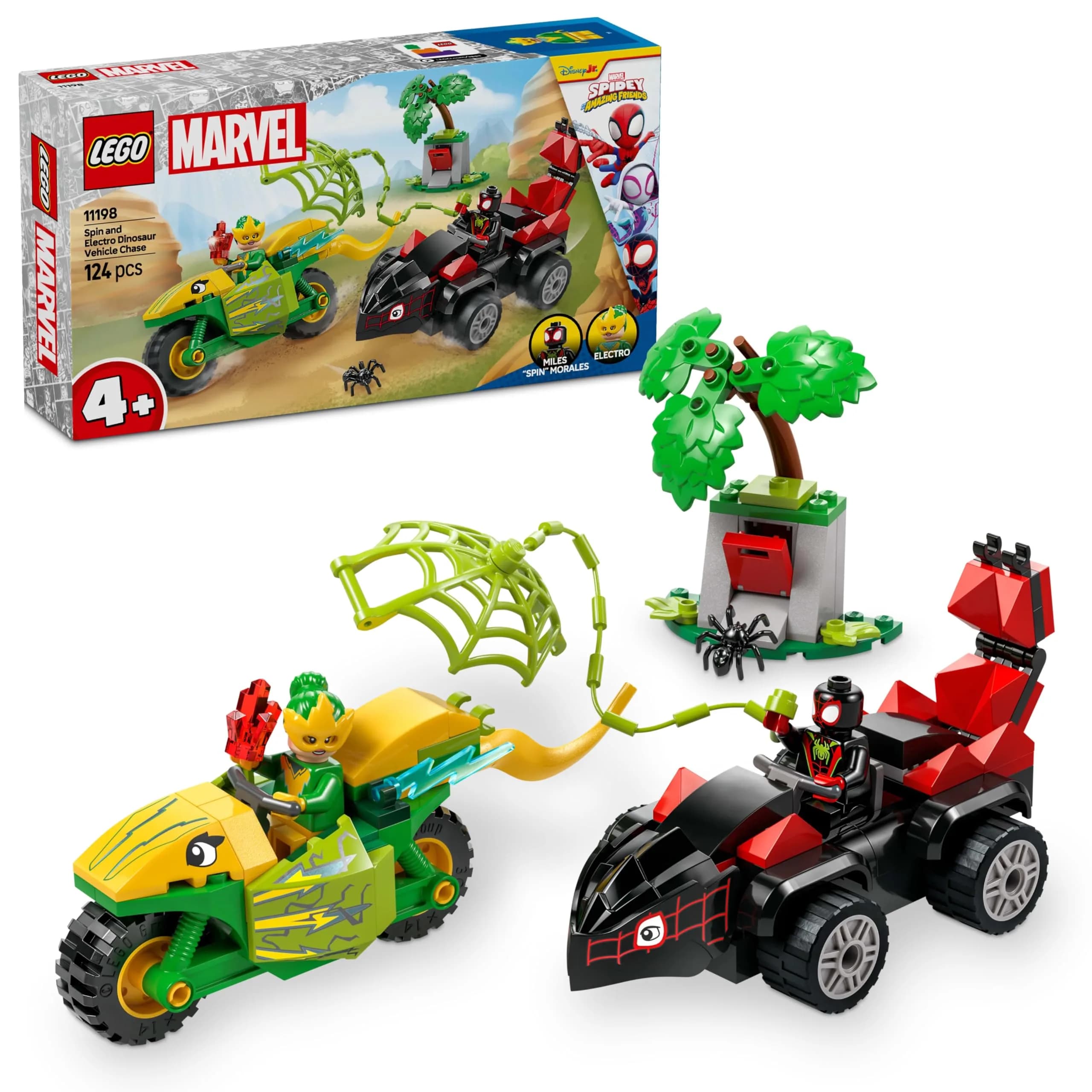LEGO Marvel Spidy and the Amazing Amateur Car Chase Toy 124 pcs | Educational Car Chase Blocks for Kids 4-6 — Multicolor