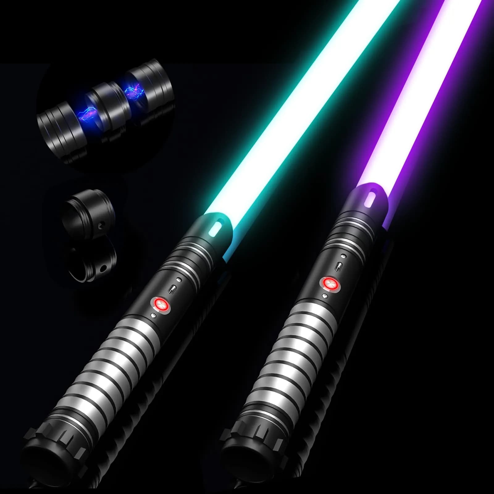 Viglaschill 2-in-1 Detachable Lightsaber Toy - 20 Colors, 4 Modes & Sounds, Type-C Rechargeable, Real Lightsaber for Kids & Adults (Silver Ring) | 32.5 inches — 24 Colors Model B