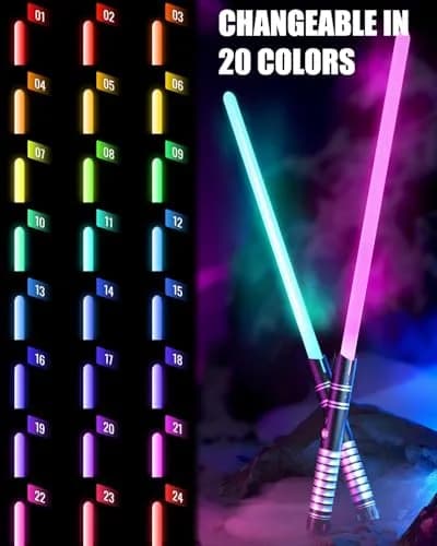 Viglaschill 2-in-1 Detachable Lightsaber Toy - 20 Colors, 4 Modes & Sounds, Type-C Rechargeable, Real Lightsaber for Kids & Adults (Silver Ring) | 32.5 inches thumbnail 2