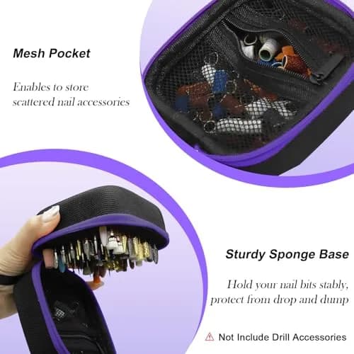 Thowapou 81 Holes Nail Drill Bit Holder Case - Purple | Compact & Organized Storage for 3/32" Bits thumbnail 4
