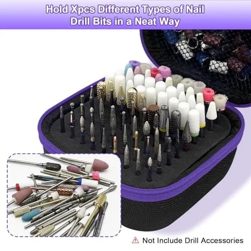 Thowapou 81 Holes Nail Drill Bit Holder Case - Purple | Compact & Organized Storage for 3/32" Bits thumbnail 6