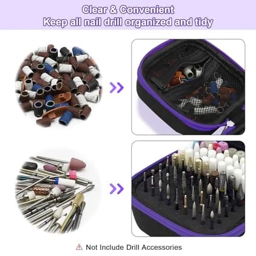 Thowapou 81 Holes Nail Drill Bit Holder Case - Purple | Compact & Organized Storage for 3/32" Bits thumbnail 3