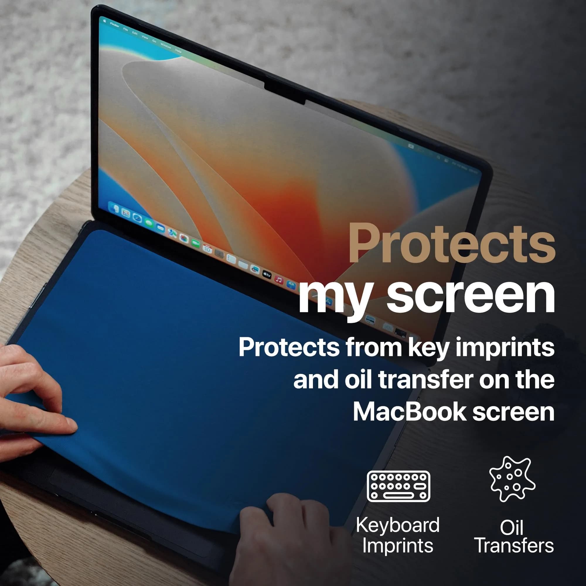 Kuzy Microfiber Screen Cleaner & Keyboard Protector for MacBook 14" & Air 13" Navy Blue | Scratch-Free & Anti-Imprint thumbnail 2