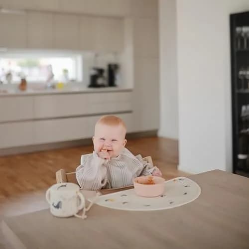 mushie Long Sleeve Baby Bib Water Resistant Adjustable Fit (Whales) | Mess-Free Mealtimes & Art thumbnail 4