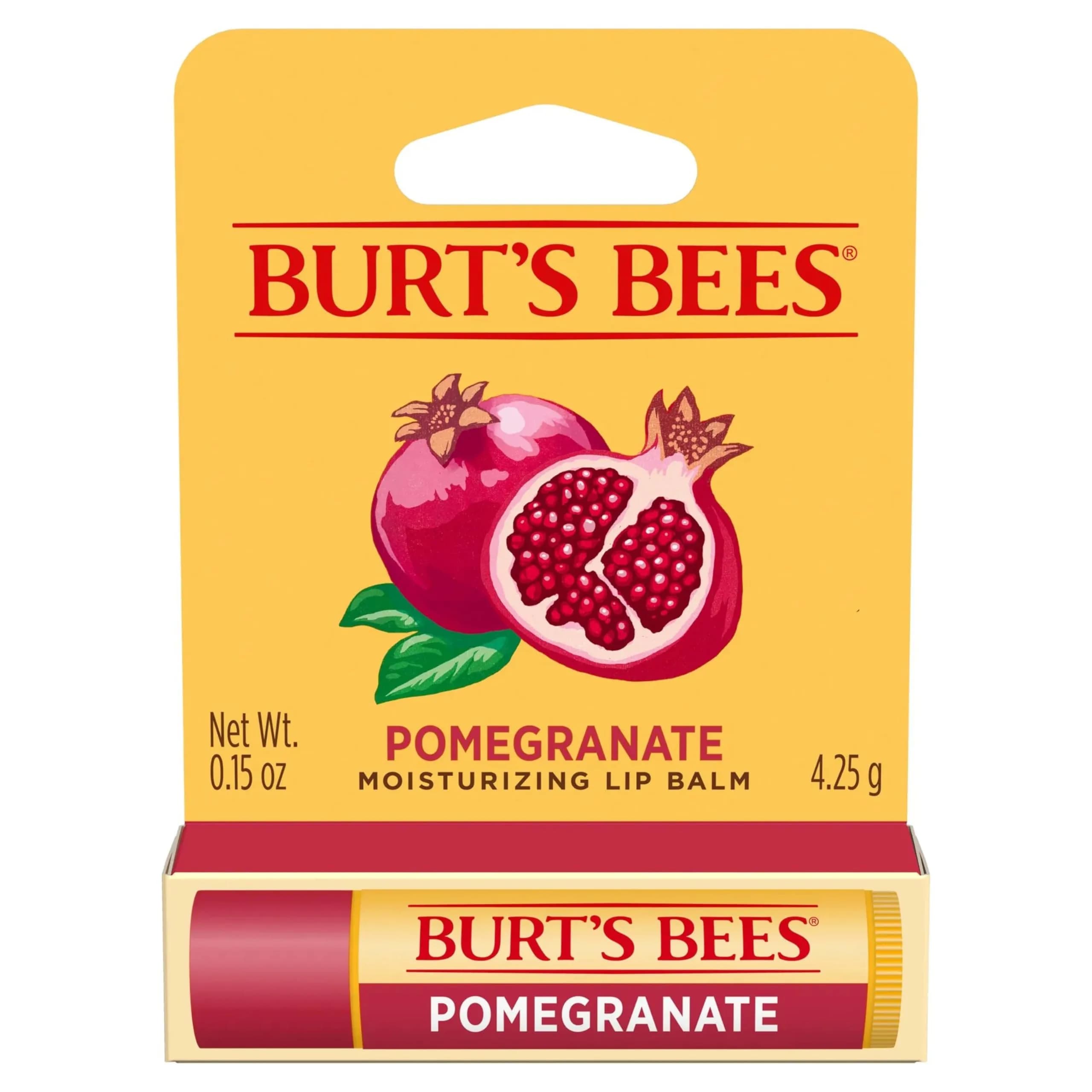 Burt's Bees Lip Balm, Pomegranate | Natural Moisturizer for Dry & Chapped Lips