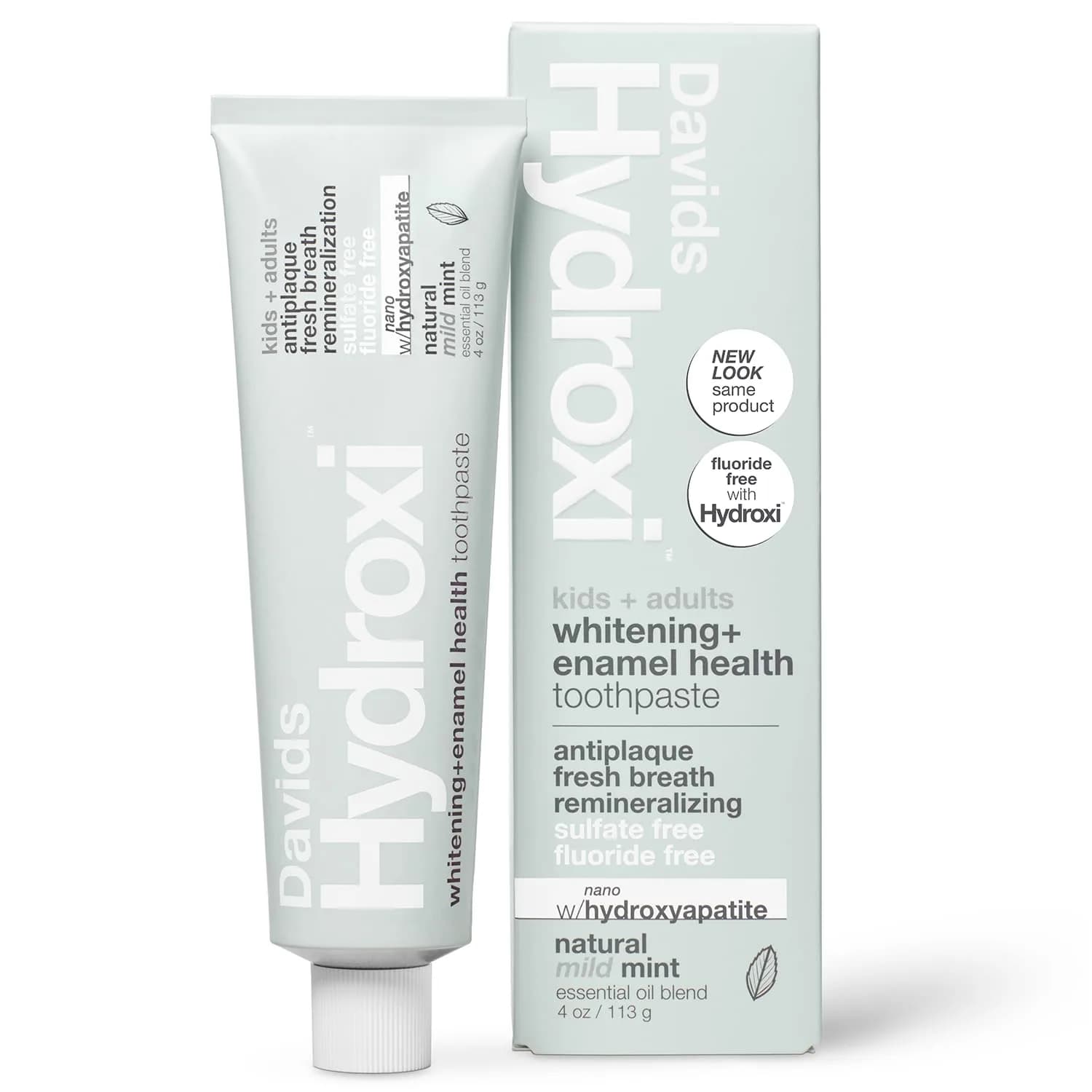 Davids Hydroxi Mild Mint Fluoride Free Nano Hydroxyapatite Toothpaste 113g (4 oz) | Enamel Health & Whitening - main product image
