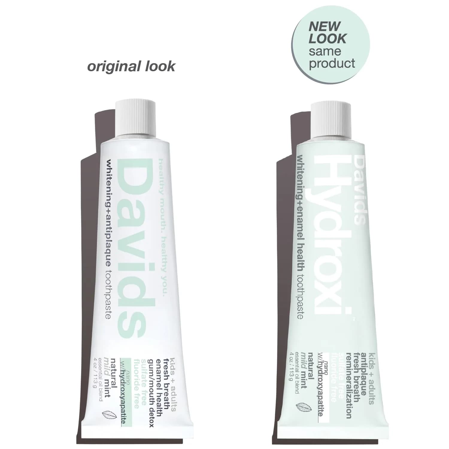 Davids Nano Hydroxyapatite Toothpaste Fluoride Free Mild Peppermint 4oz (113g) | EWG Verified & USA Origin Ingredients - view 2