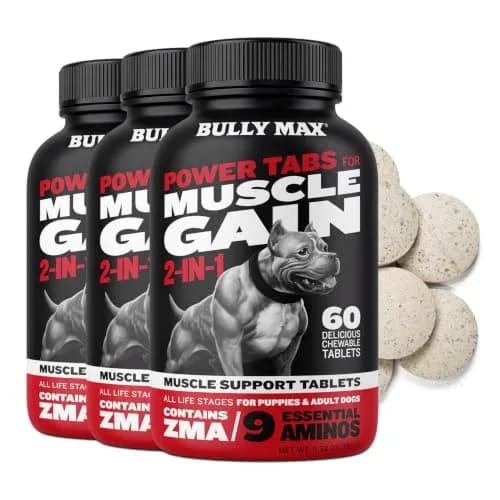 Bully Max 2-in-1 Muscle Builder Chewable Tablets for Dogs - 60 Tabs (3 Bottles) | Vet-Recommended Canine Multivitamin for Muscle Gain & Growth thumbnail 1