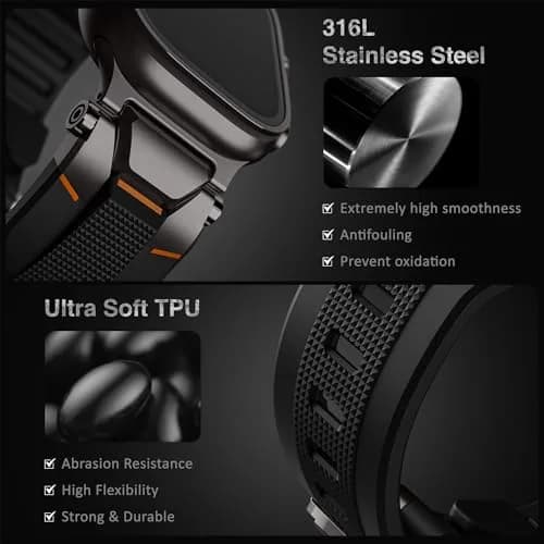 ULTIMAL Watch Band for Apple Watch Ultra 49mm | Sweat-Resistant TPU Strap, Secure Fit, Easy Swap (70-120 chars) thumbnail 3