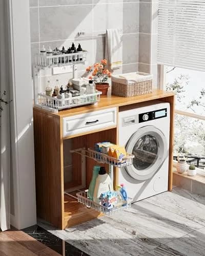 Hahaemall White Under Sink Organizer Storage | 2-Tier Metal Rack for Kitchen & Bathroom thumbnail 7