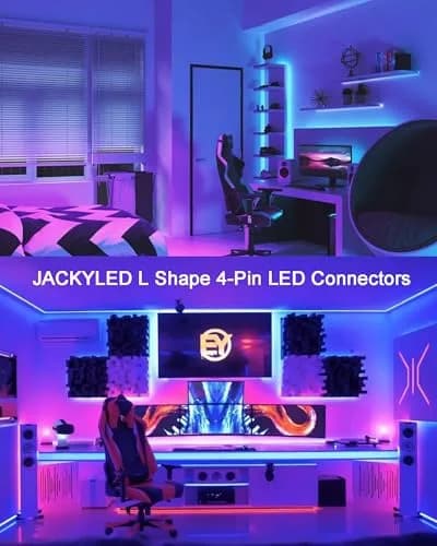 JACKYLED L Shape 8mm 4-Pin LED Strip Connectors 32pcs | Unwired Solderless Connectors for 8mm Wide 4-Pin LED Strips thumbnail 4