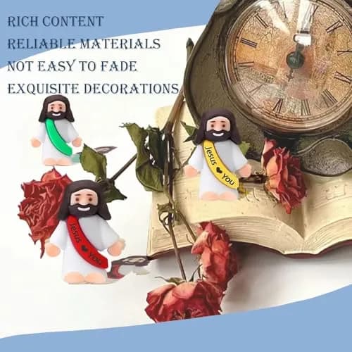 AKFAHOIF 60PCS Little Jesus Figures, Mini Jesus Figurines in Bulk, Multicolor Tiny Jesus Figures, Miniature Figurines to Hide and Seek Religious Gifts for Easter Egg Stuffers thumbnail 4