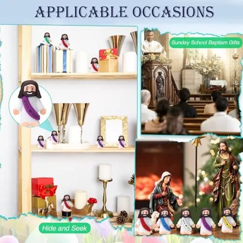 AKFAHOIF 60PCS Little Jesus Figures, Mini Jesus Figurines in Bulk, Multicolor Tiny Jesus Figures, Miniature Figurines to Hide and Seek Religious Gifts for Easter Egg Stuffers thumbnail 8