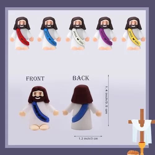AKFAHOIF 60PCS Little Jesus Figures, Mini Jesus Figurines in Bulk, Multicolor Tiny Jesus Figures, Miniature Figurines to Hide and Seek Religious Gifts for Easter Egg Stuffers thumbnail 2