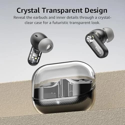 TOZO Crystal Pods Hybrid ANC Wireless Earbuds | 35H Playtime, Transparent Design, Bluetooth 5.4, IPX5 Waterproof thumbnail 2