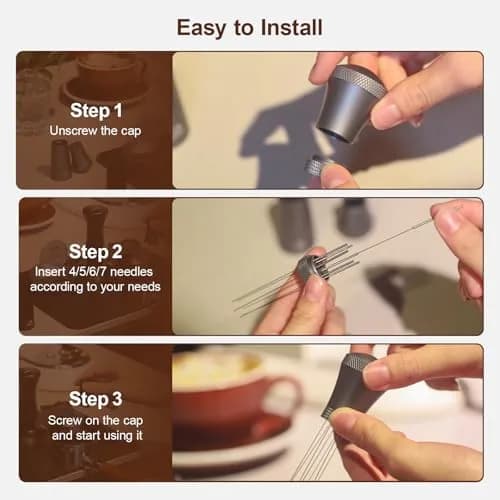 MEION WDT Espresso Distribution Tool 0.35mm Needles | Aluminum Handle with Stand, Grey thumbnail 7