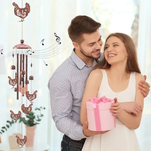 INCOK Chicken Wind Chimes for Outside - Metal Windchimes Outdoors Chicken Gifts Rooster Garden Decor with Greeting Card for Women Men Mom Grandma Birthday Home Patio Porch Backyard Yard Decoration | Garden thumbnail 4