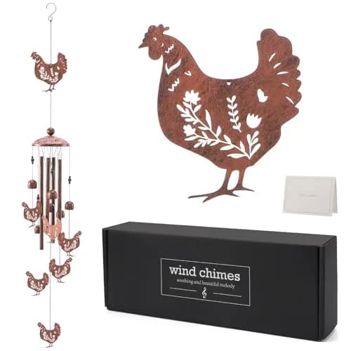 INCOK Chicken Wind Chimes for Outside - Metal Windchimes Outdoors Chicken Gifts Rooster Garden Decor with Greeting Card for Women Men Mom Grandma Birthday Home Patio Porch Backyard Yard Decoration | Garden thumbnail 8