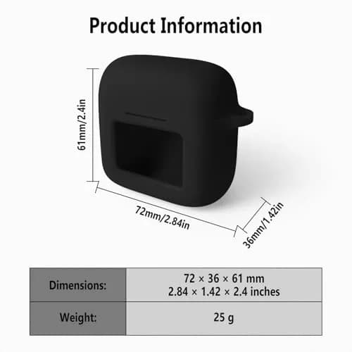Geiomoo Black Silicone Case for JBL Tour Pro 3 with Carabiner | Protective Earbud Cover thumbnail 3